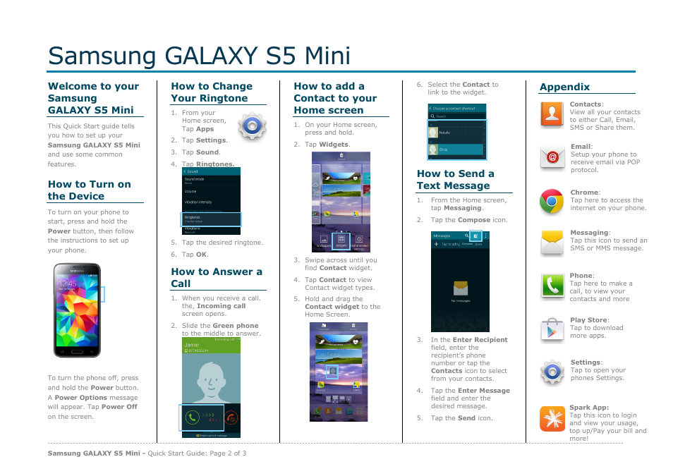 Samsung galaxy s5 mini | Samsung GALAXY S5 Mini User Manual | Page 2 / 3