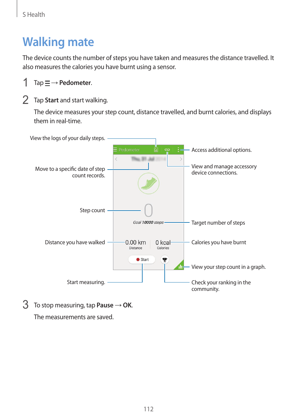 Walking mate, 112 walking mate | Samsung Galaxy Alpha User Manual | Page 112 / 235
