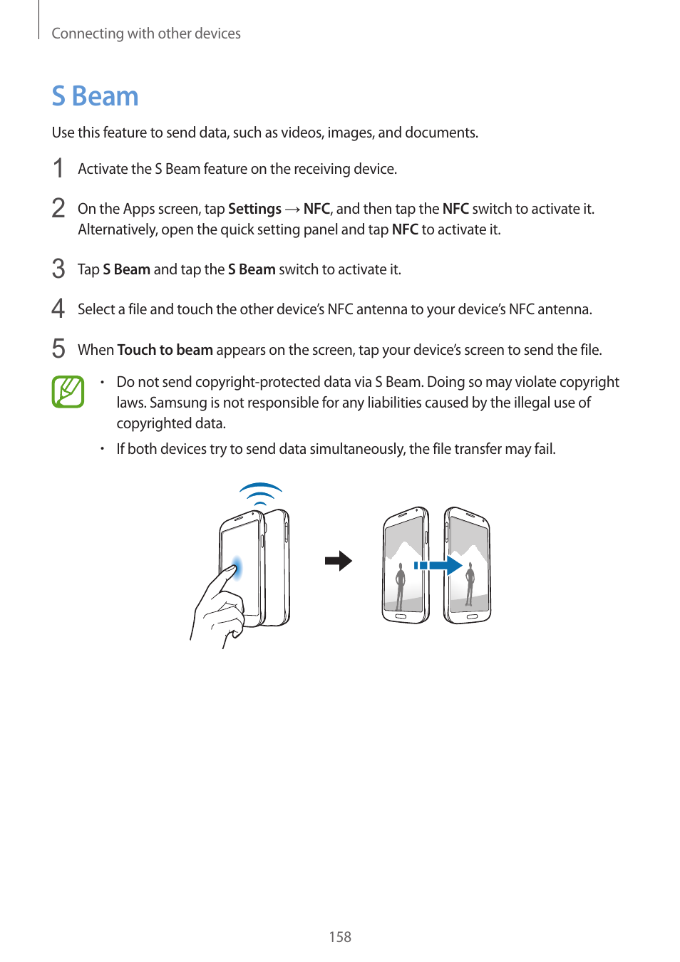 S beam, 158 s beam | Samsung Galaxy Alpha User Manual | Page 158 / 235