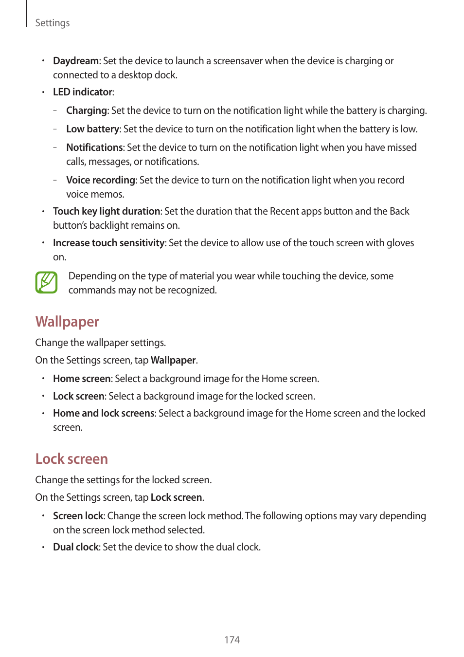 Wallpaper, Lock screen | Samsung Galaxy Alpha User Manual | Page 174 / 235