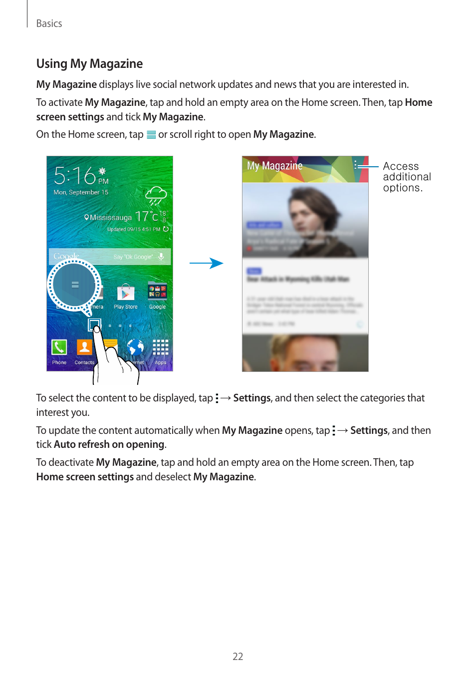 Using my magazine | Samsung Galaxy Alpha User Manual | Page 22 / 235