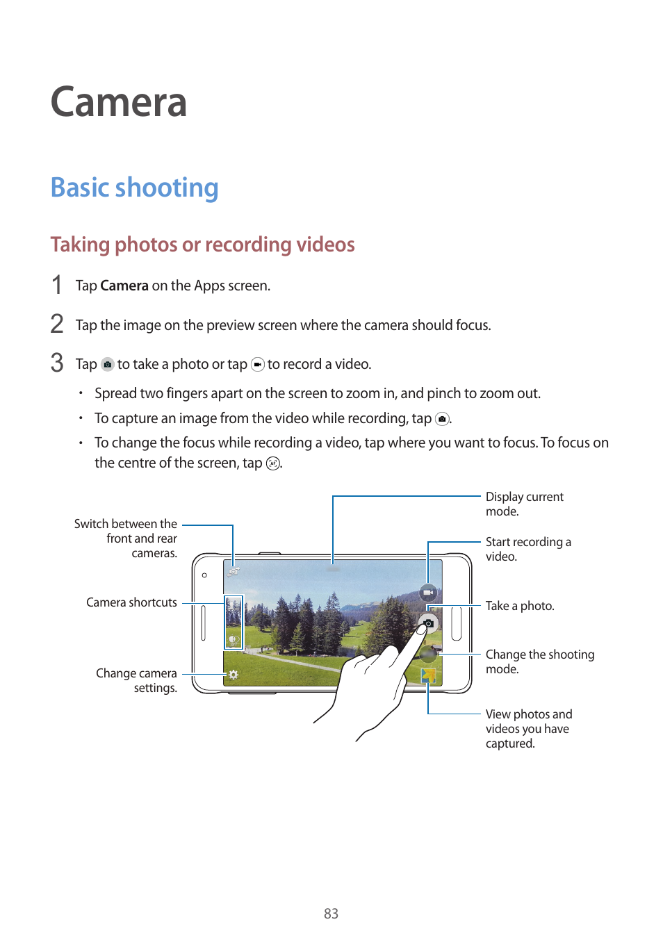 Camera, Basic shooting, 83 basic shooting | Taking photos or recording videos | Samsung Galaxy Alpha User Manual | Page 83 / 235