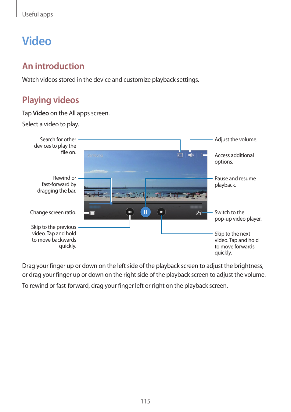 Video, 115 video, An introduction | Playing videos | Samsung Galaxy Note 4 User Manual | Page 115 / 192