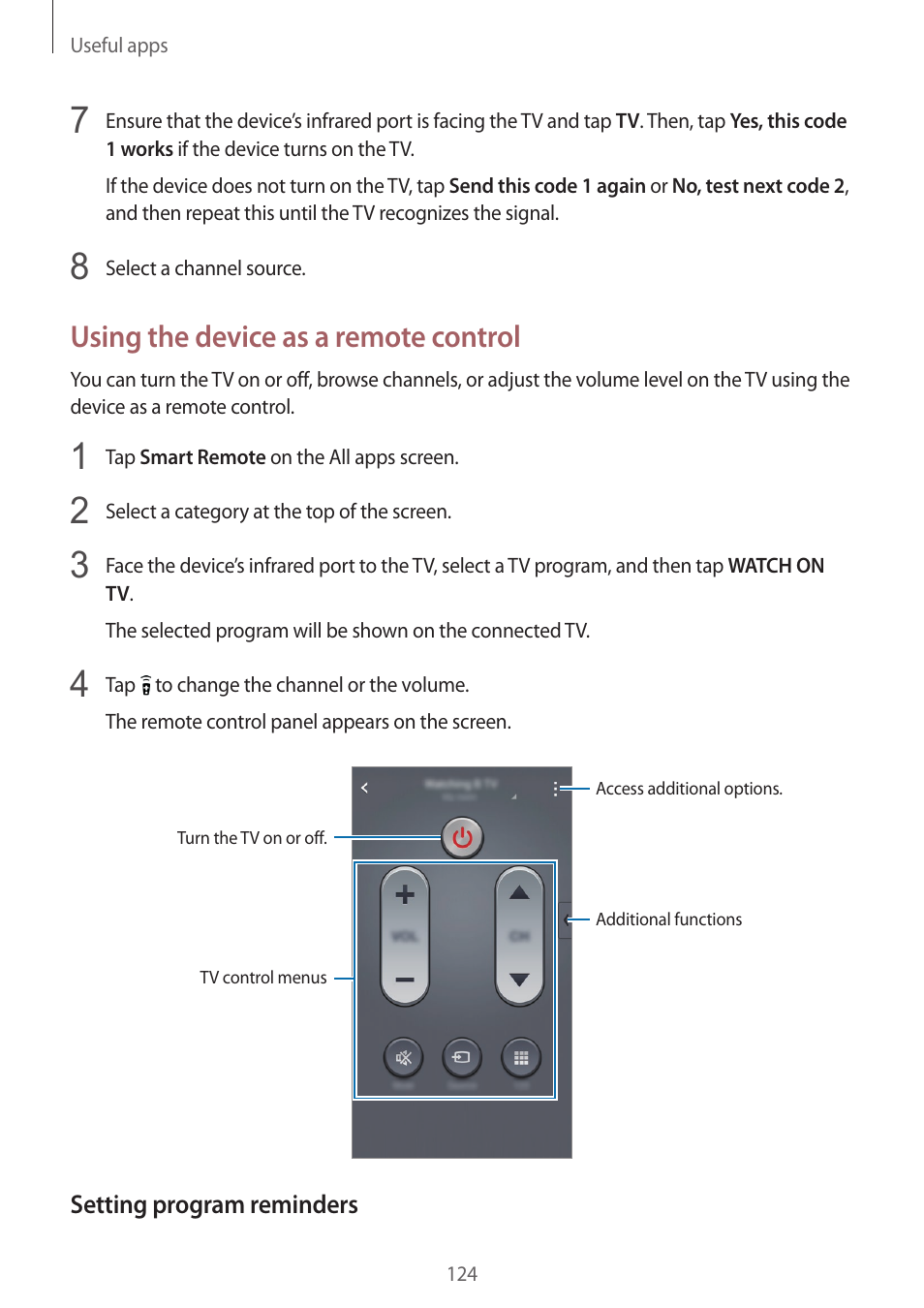 Using the device as a remote control | Samsung Galaxy Note 4 User Manual | Page 124 / 192