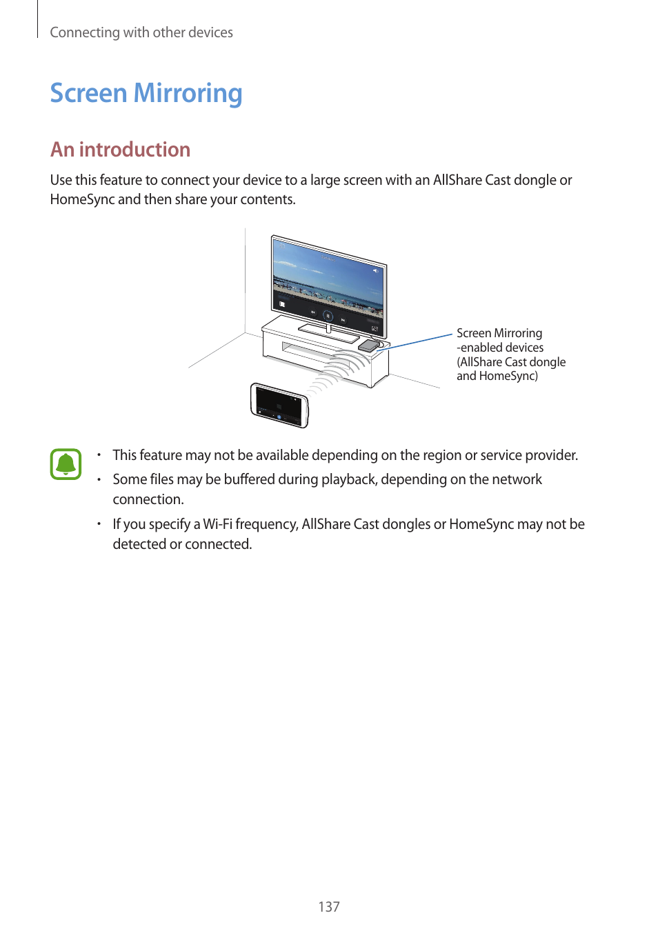 Screen mirroring, 137 screen mirroring, An introduction | Samsung Galaxy Note 4 User Manual | Page 137 / 192