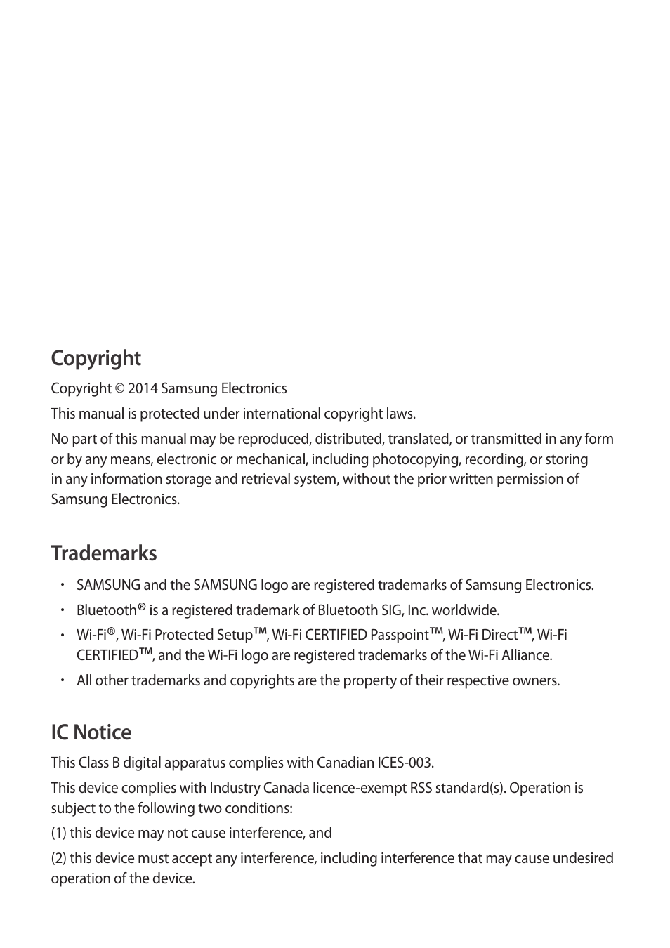 Copyright, Trademarks, Ic notice | Samsung Galaxy Note 4 User Manual | Page 192 / 192