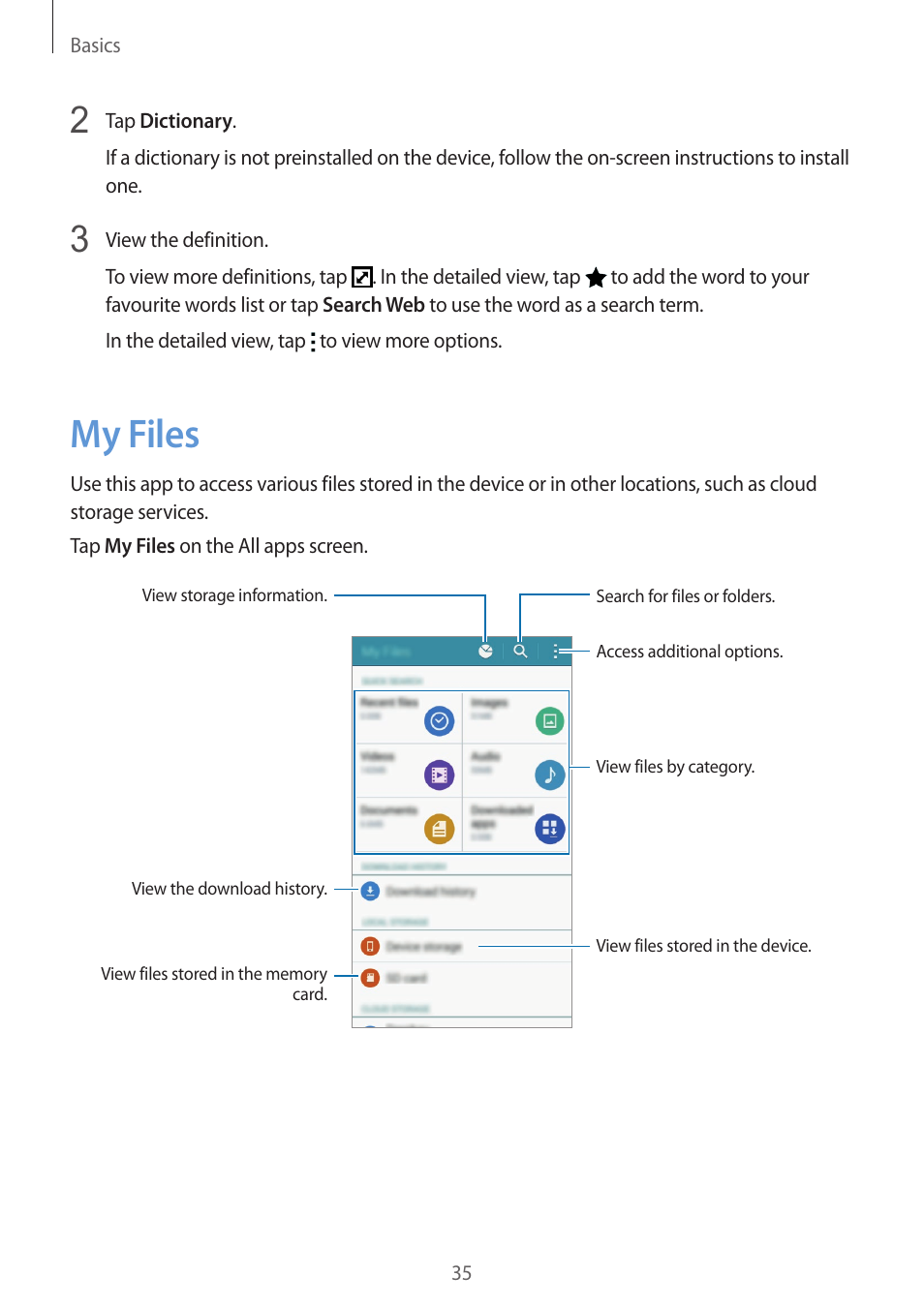 My files, 35 my files | Samsung Galaxy Note 4 User Manual | Page 35 / 192