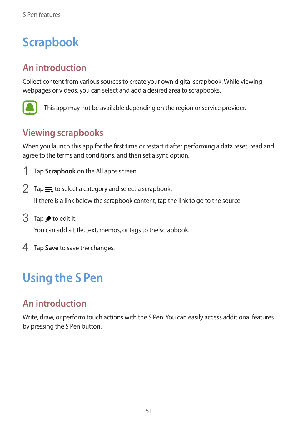 Scrapbook, Using the s pen, 51 scrapbook 51 using the s pen | Samsung Galaxy Note 4 User Manual | Page 51 / 192