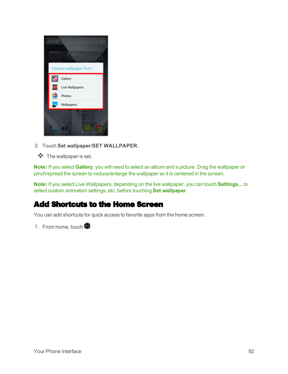 Add shortcuts to the home screen | Sharp AQUOS Crystal User Manual | Page 101 / 448
