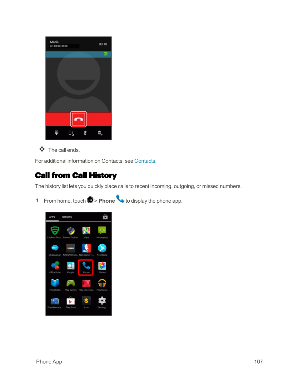 Call from call history | Sharp AQUOS Crystal User Manual | Page 116 / 448