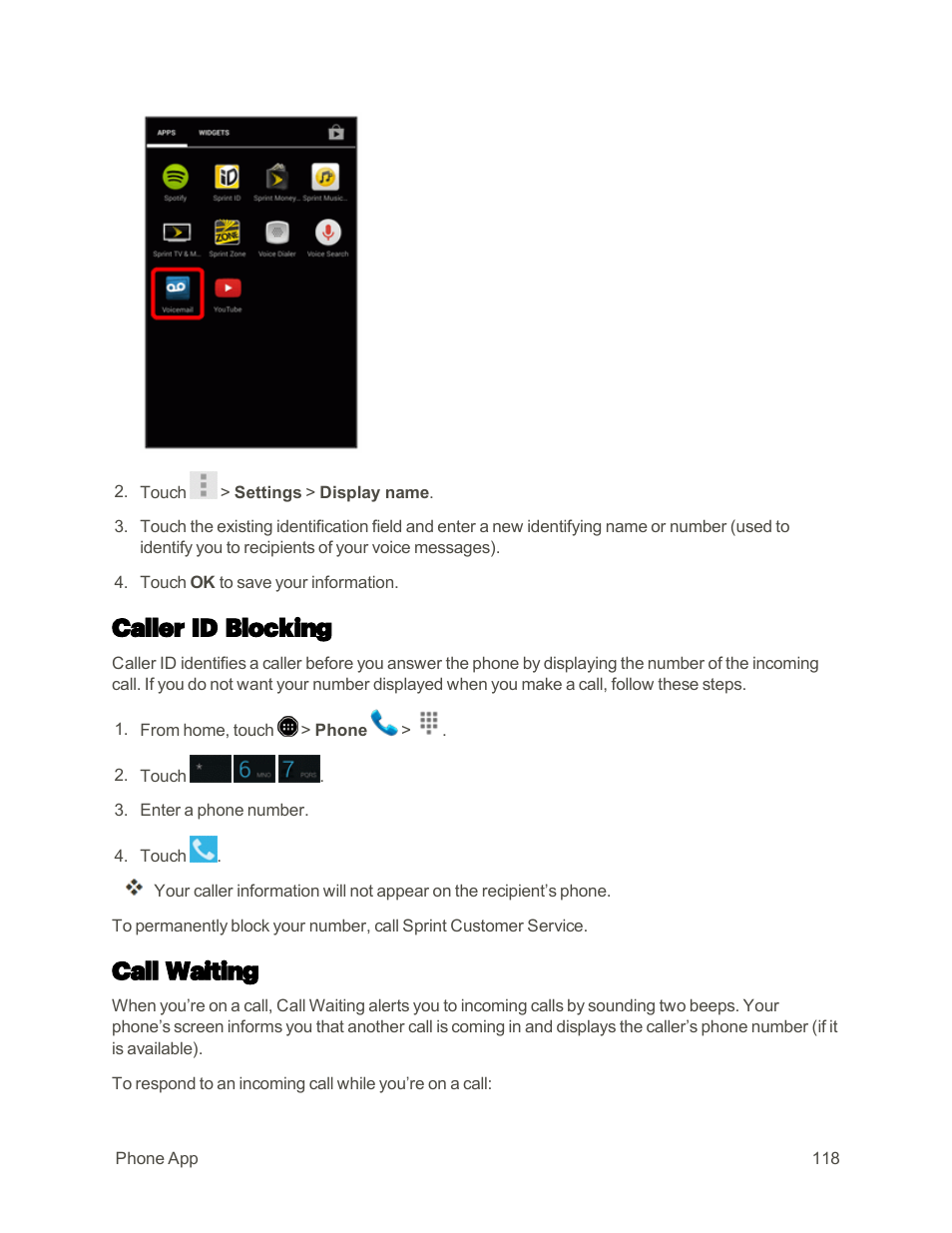 Caller id blocking, Call waiting | Sharp AQUOS Crystal User Manual | Page 127 / 448