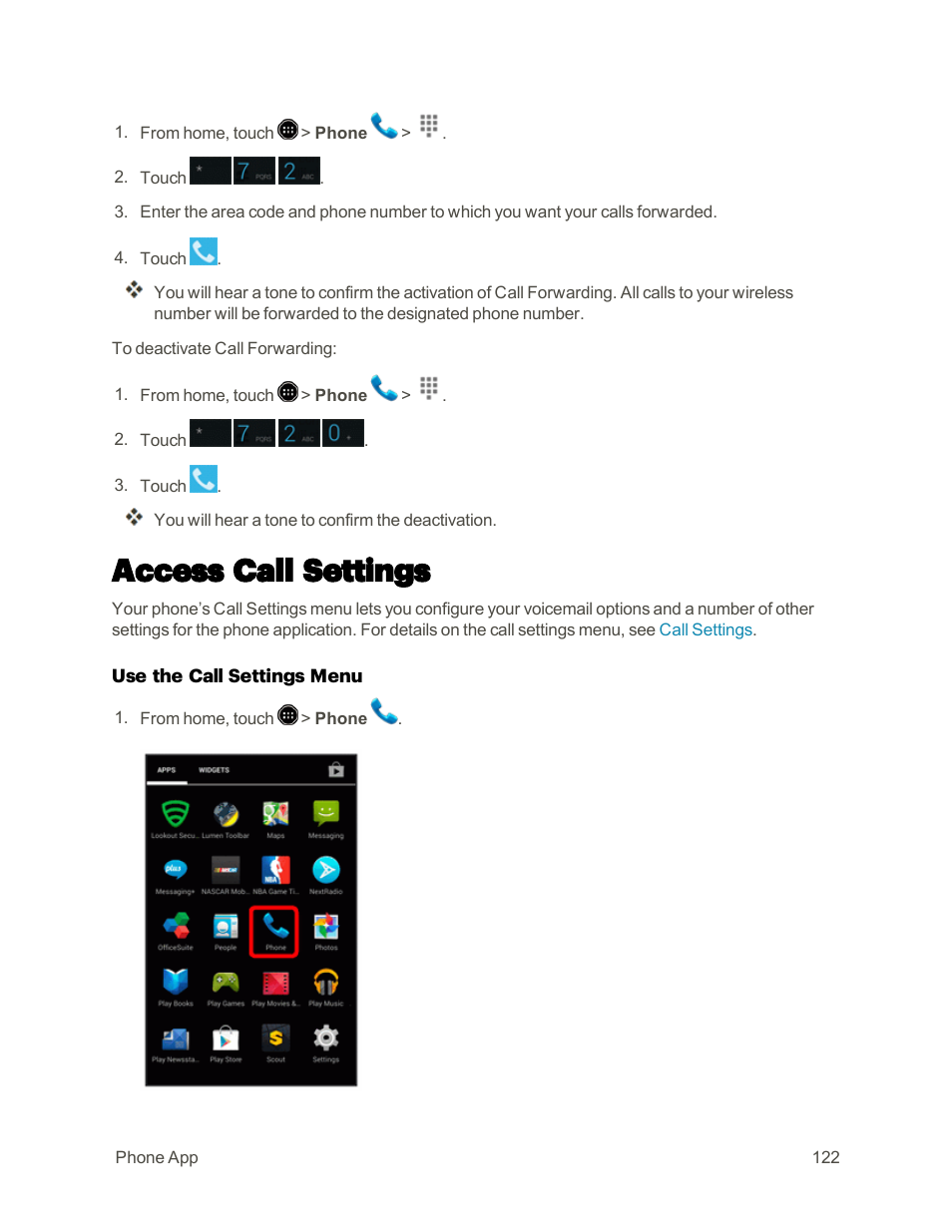 Access call settings | Sharp AQUOS Crystal User Manual | Page 131 / 448