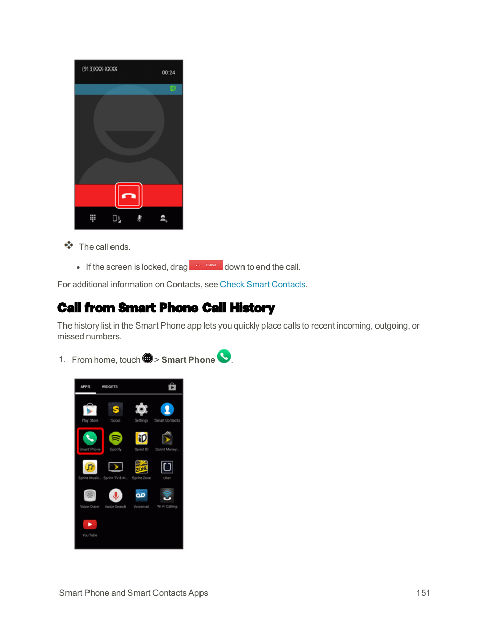 Call from smart phone call history | Sharp AQUOS Crystal User Manual | Page 160 / 448
