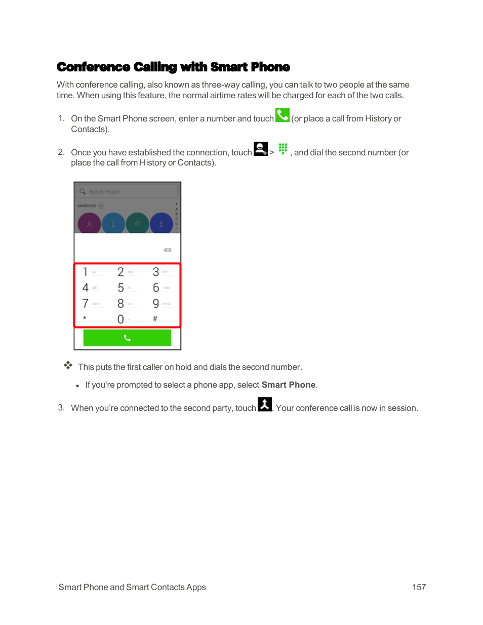 Conference calling with smart phone | Sharp AQUOS Crystal User Manual | Page 166 / 448