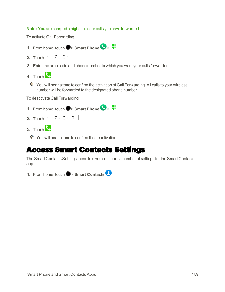 Access smart contacts settings, Access smart, Contacts settings | For more information | Sharp AQUOS Crystal User Manual | Page 168 / 448