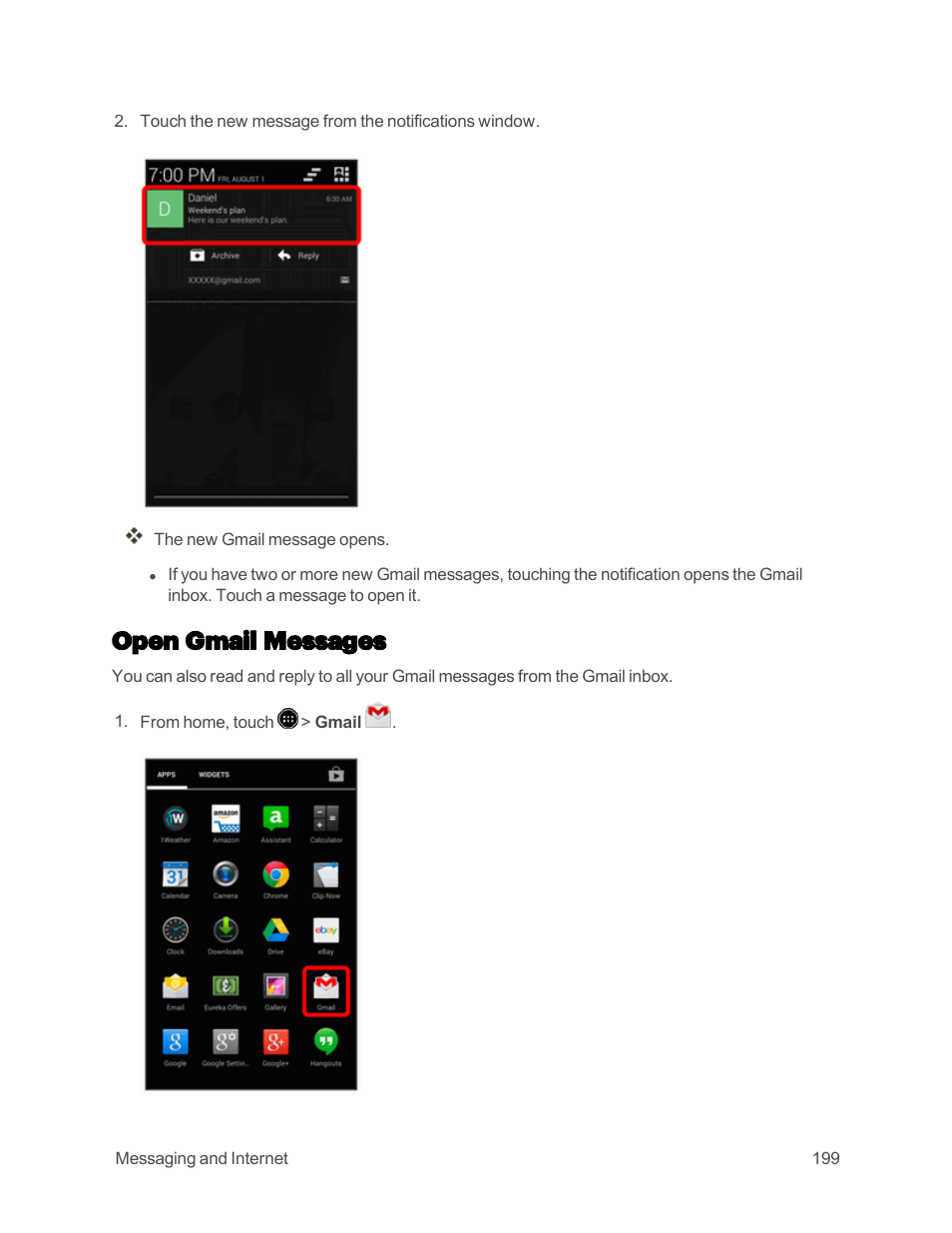 Open gmail messages | Sharp AQUOS Crystal User Manual | Page 208 / 448