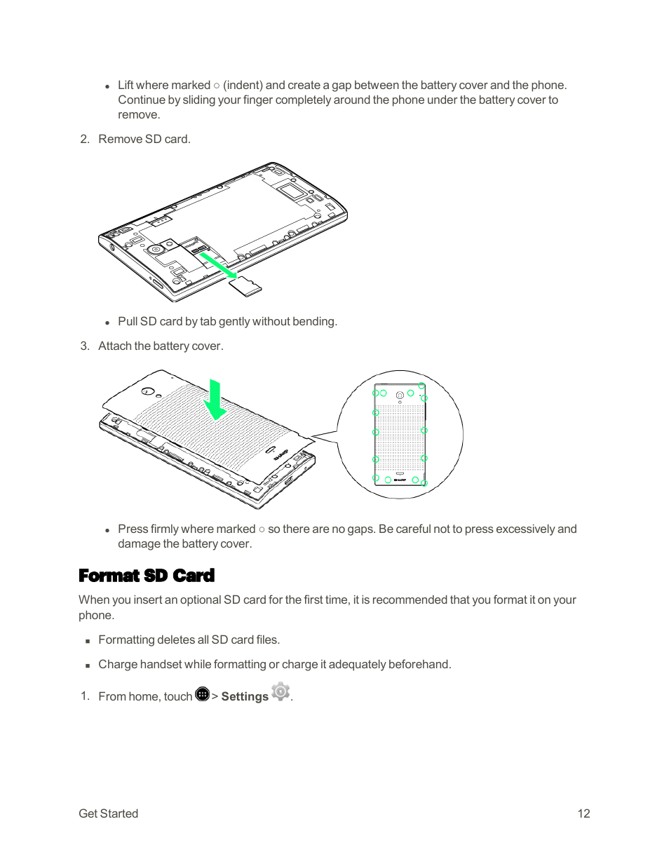 Format sd card | Sharp AQUOS Crystal User Manual | Page 21 / 448