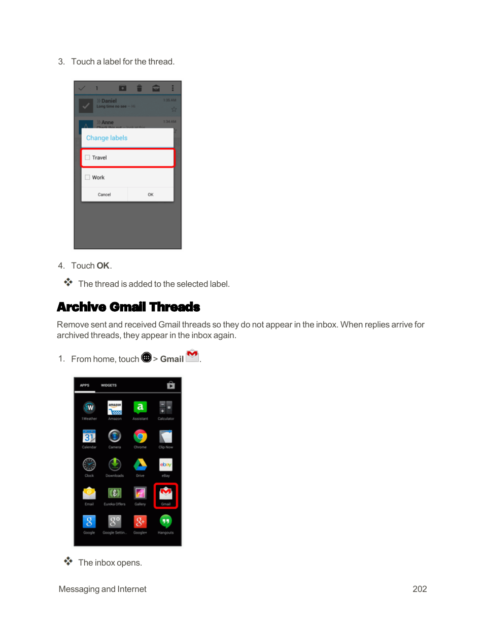 Archive gmail threads | Sharp AQUOS Crystal User Manual | Page 211 / 448