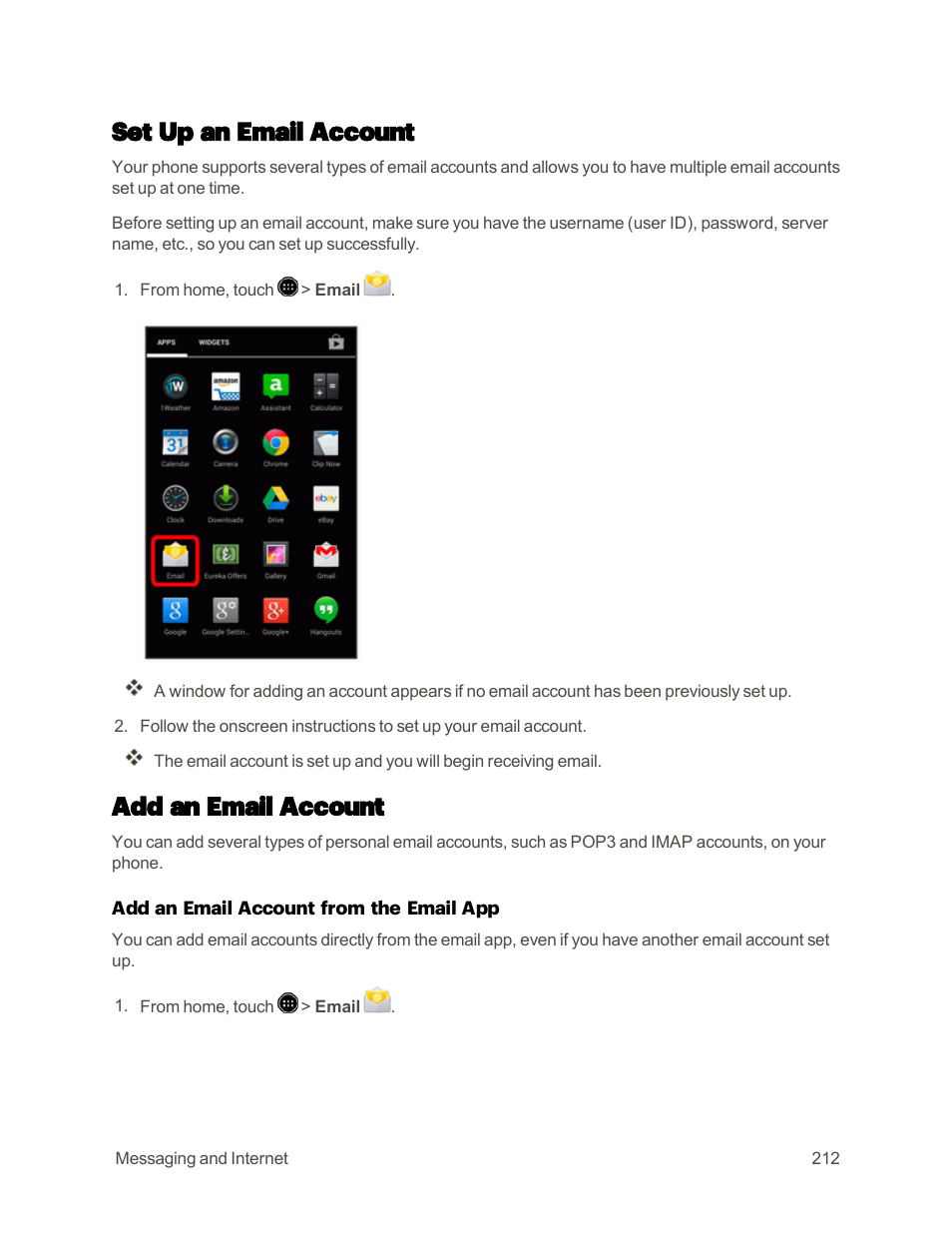 Set up an email account, Add an email account, Set up an email | Account, For details | Sharp AQUOS Crystal User Manual | Page 221 / 448