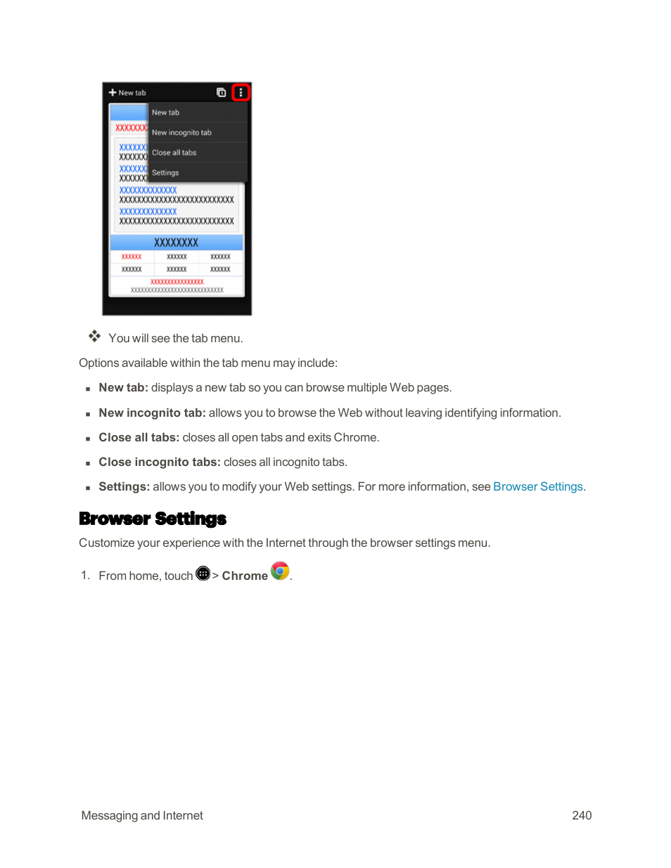 Browser settings | Sharp AQUOS Crystal User Manual | Page 249 / 448