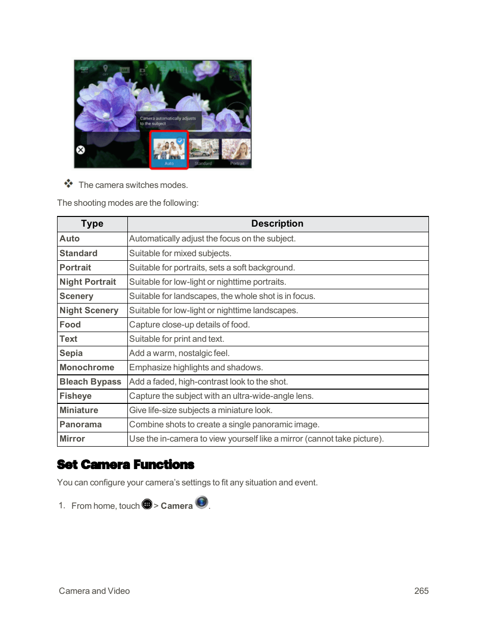 Set camera functions | Sharp AQUOS Crystal User Manual | Page 274 / 448