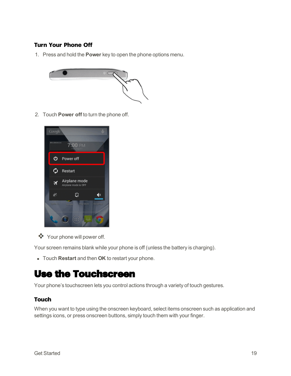 Use the touchscreen | Sharp AQUOS Crystal User Manual | Page 28 / 448