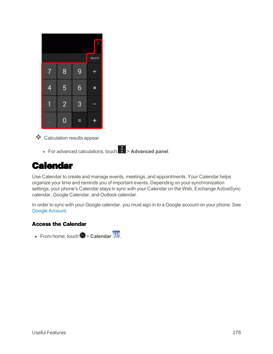 Calendar | Sharp AQUOS Crystal User Manual | Page 287 / 448