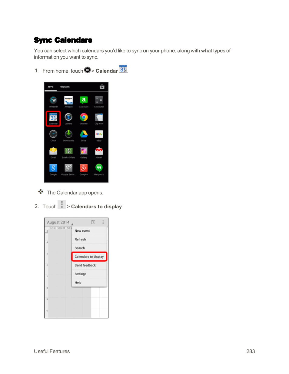 Sync calendars | Sharp AQUOS Crystal User Manual | Page 292 / 448