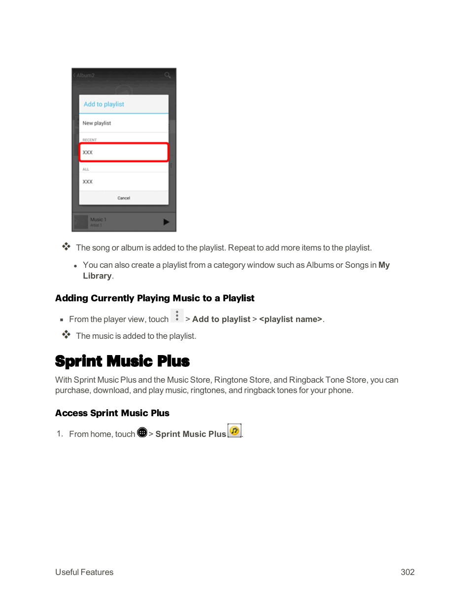 Sprint music plus | Sharp AQUOS Crystal User Manual | Page 311 / 448