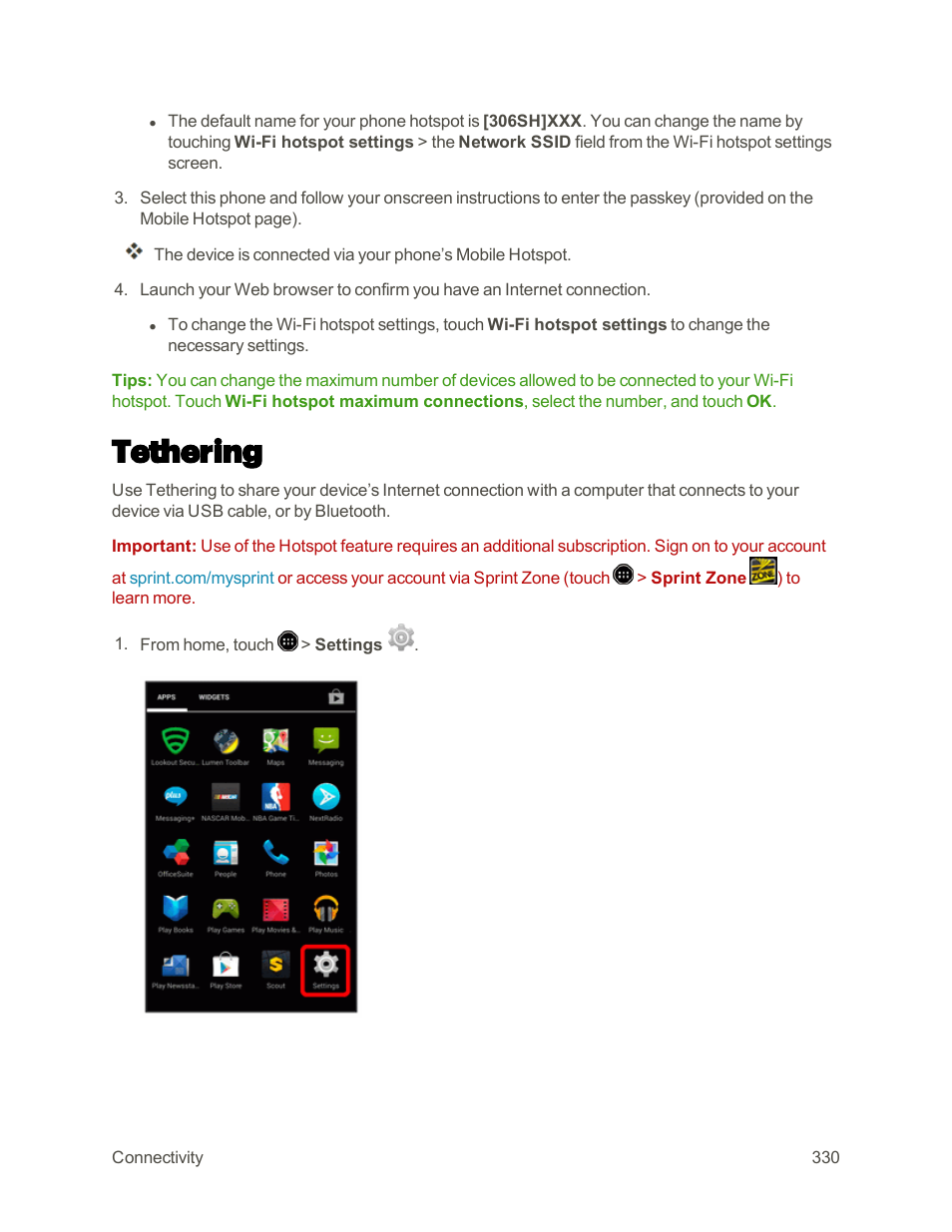 Tethering | Sharp AQUOS Crystal User Manual | Page 339 / 448