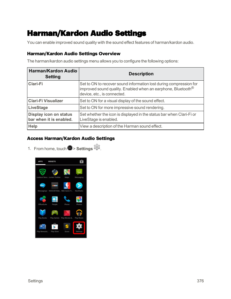 Harman/kardon audio settings | Sharp AQUOS Crystal User Manual | Page 385 / 448