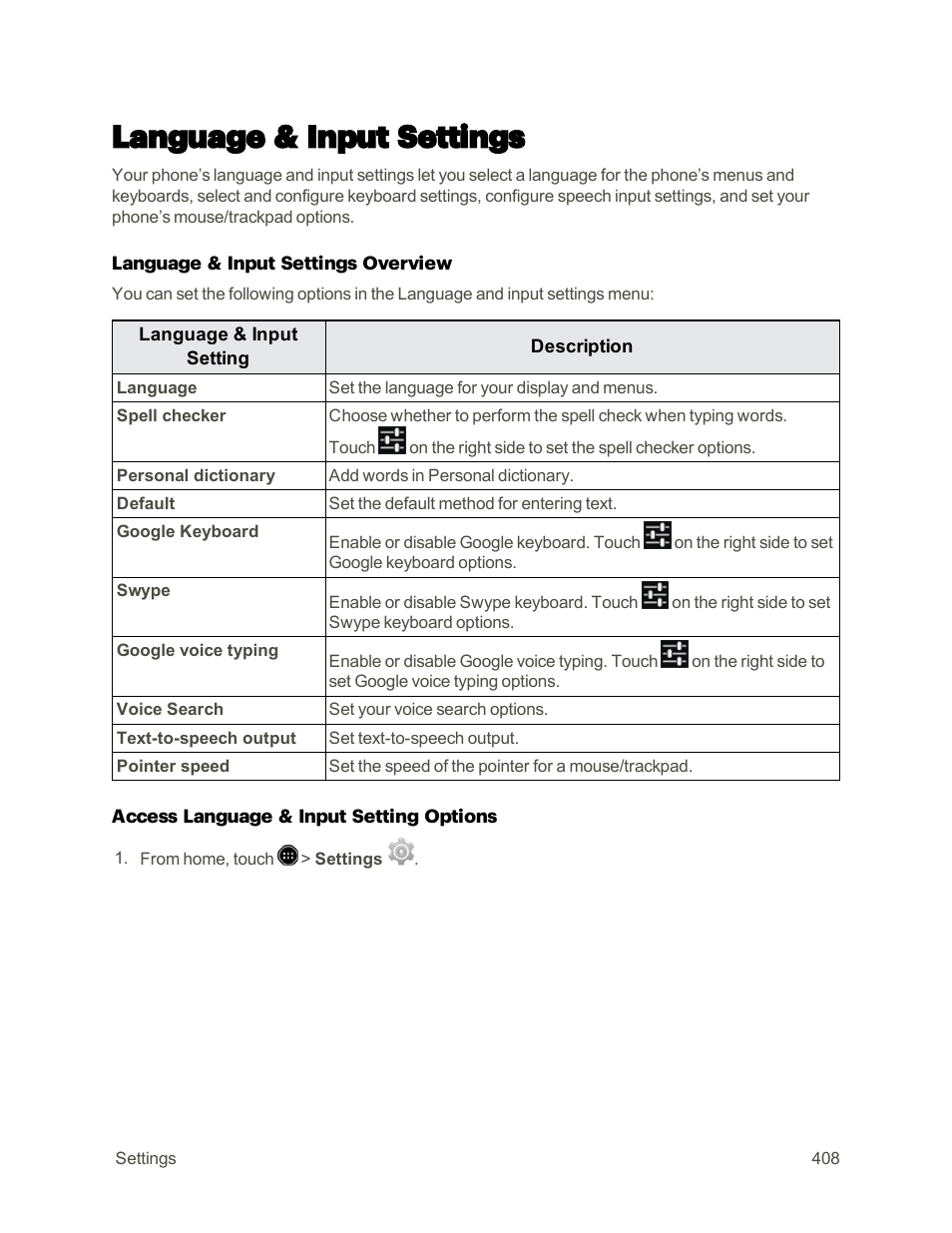 Language & input settings | Sharp AQUOS Crystal User Manual | Page 417 / 448