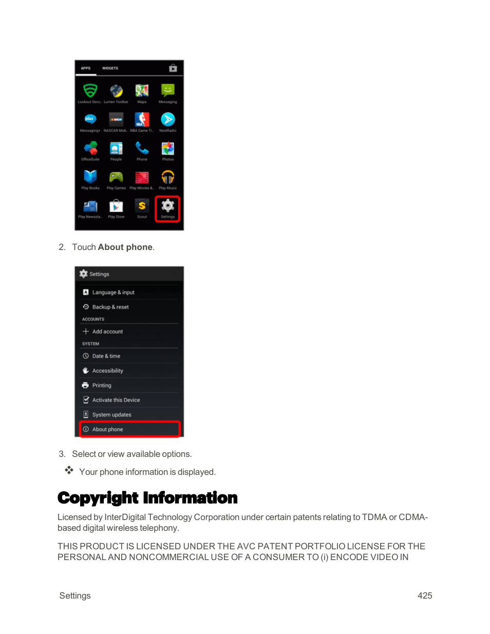 Copyright information | Sharp AQUOS Crystal User Manual | Page 434 / 448