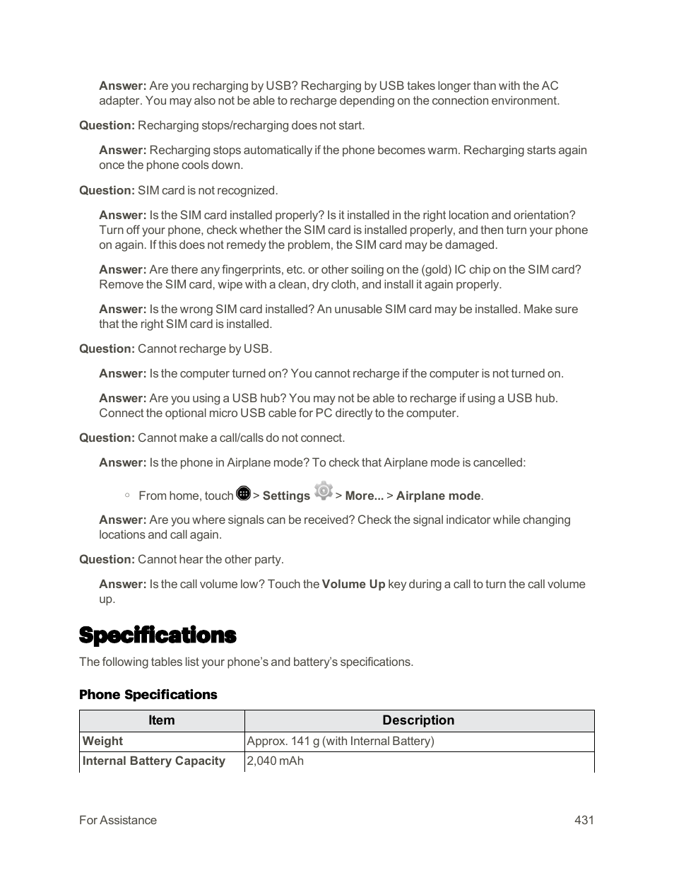 Specifications | Sharp AQUOS Crystal User Manual | Page 440 / 448