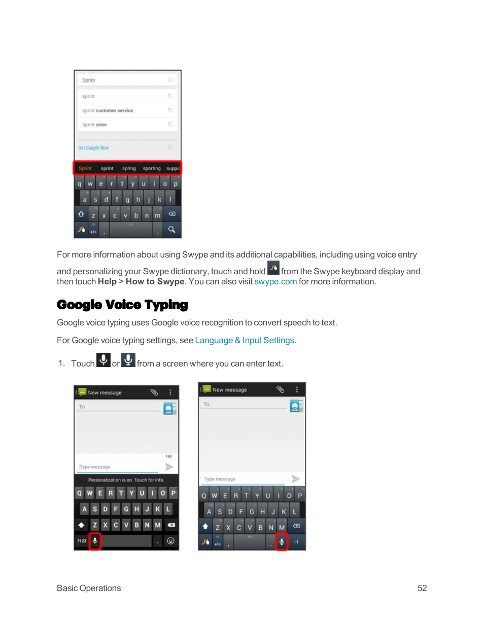 Google voice typing | Sharp AQUOS Crystal User Manual | Page 61 / 448