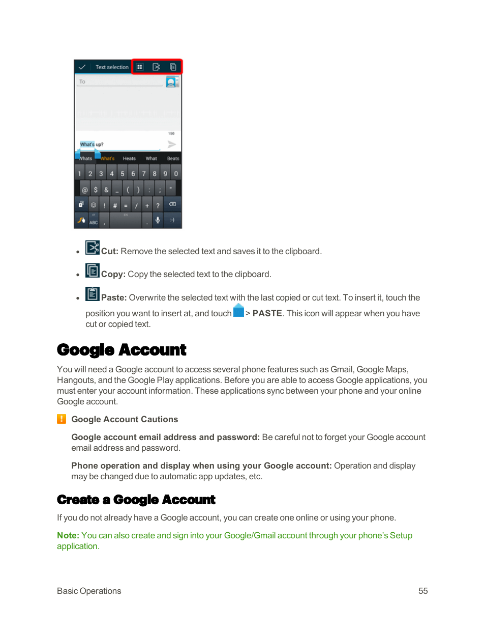 Google account, Create a google account | Sharp AQUOS Crystal User Manual | Page 64 / 448