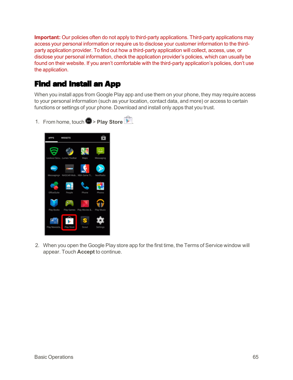 Find and install an app | Sharp AQUOS Crystal User Manual | Page 74 / 448