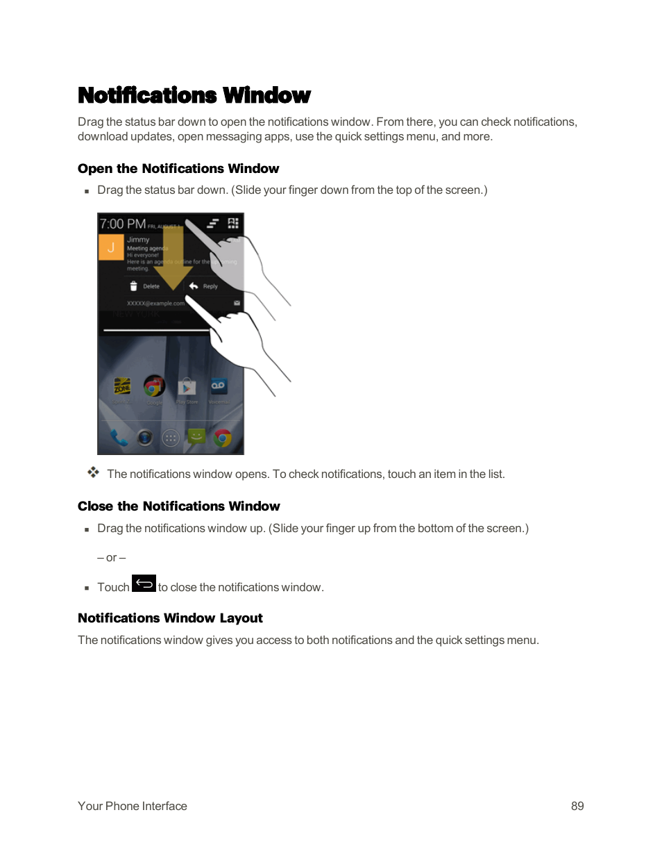 Notifications window | Sharp AQUOS Crystal User Manual | Page 98 / 448