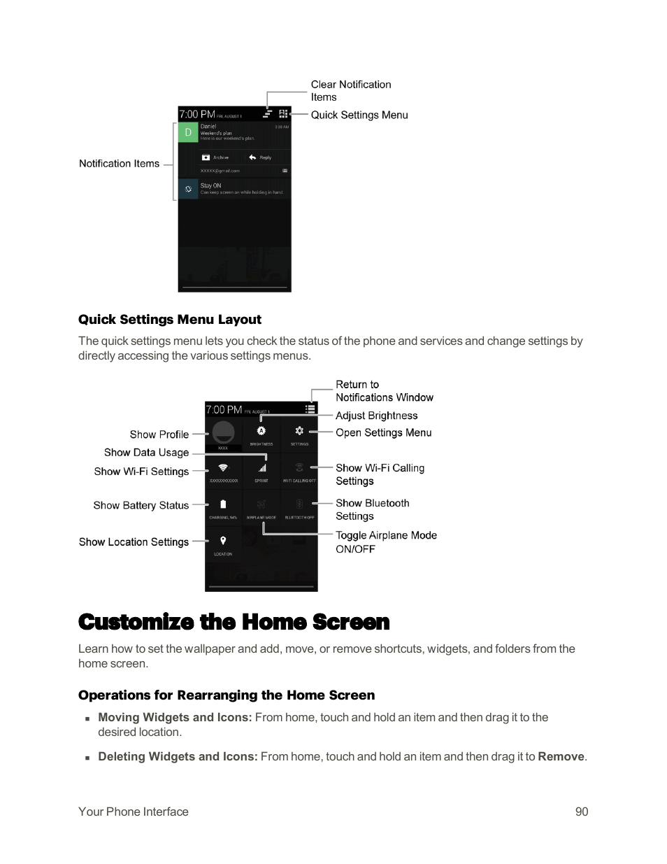 Customize the home screen | Sharp AQUOS Crystal User Manual | Page 99 / 448