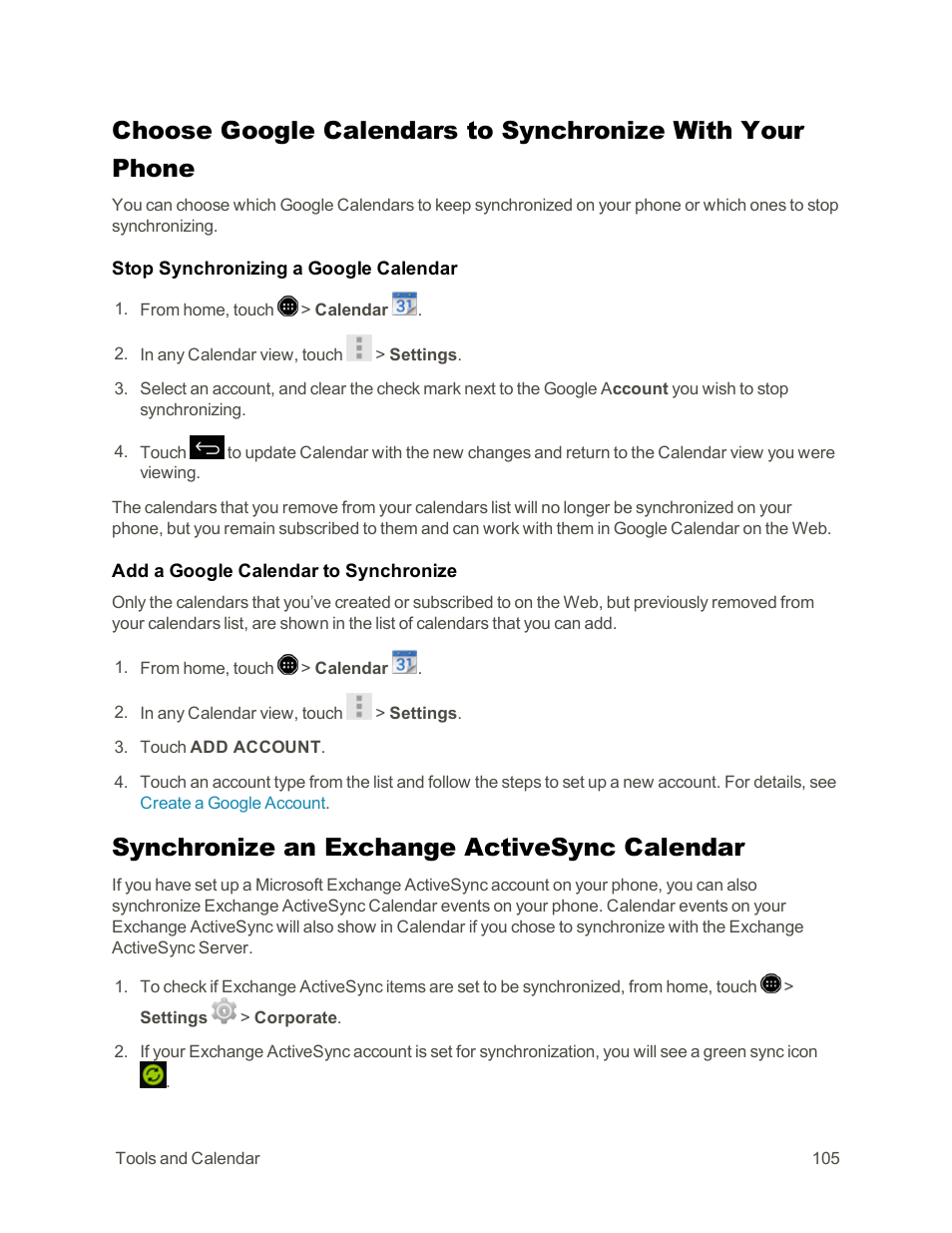 Synchronize an exchange activesync calendar | Sharp AQUOS Crystal User Manual | Page 115 / 171