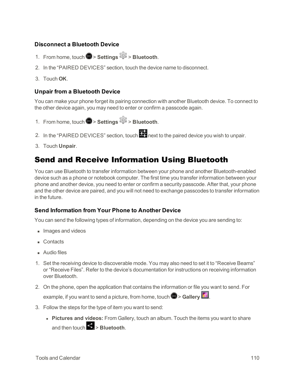Send and receive information using bluetooth | Sharp AQUOS Crystal User Manual | Page 120 / 171
