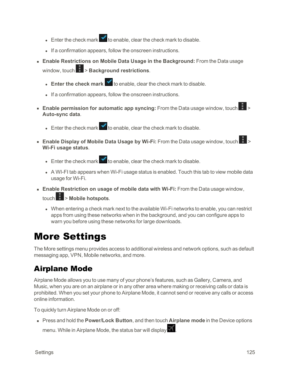 More settings, Airplane mode | Sharp AQUOS Crystal User Manual | Page 135 / 171