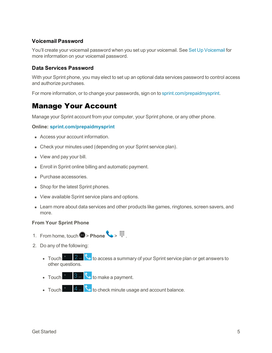Manage your account | Sharp AQUOS Crystal User Manual | Page 15 / 171