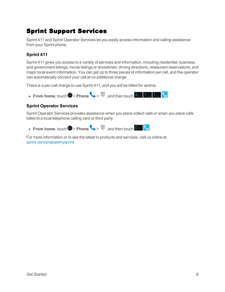 Sprint support services | Sharp AQUOS Crystal User Manual | Page 16 / 171