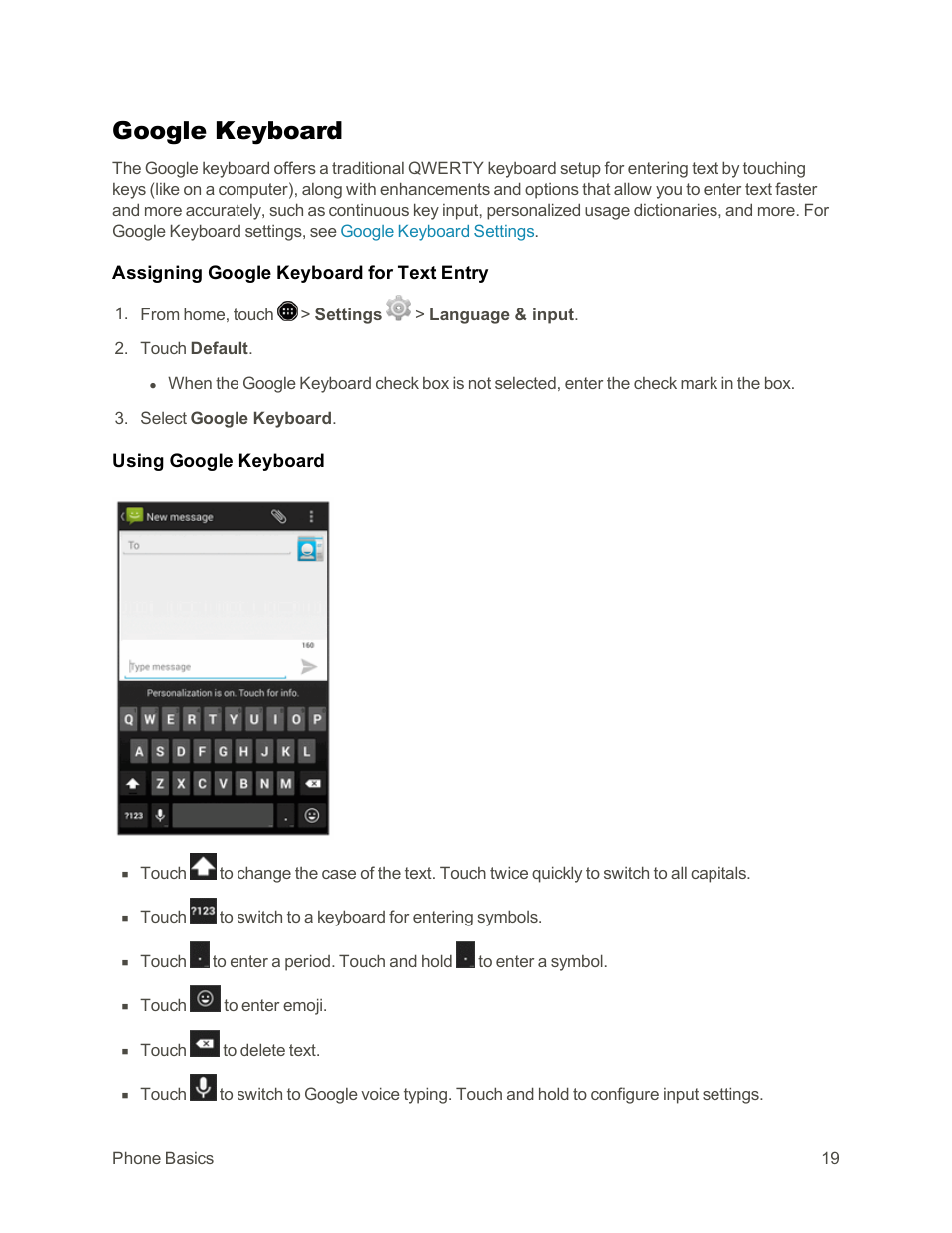 Google keyboard | Sharp AQUOS Crystal User Manual | Page 29 / 171