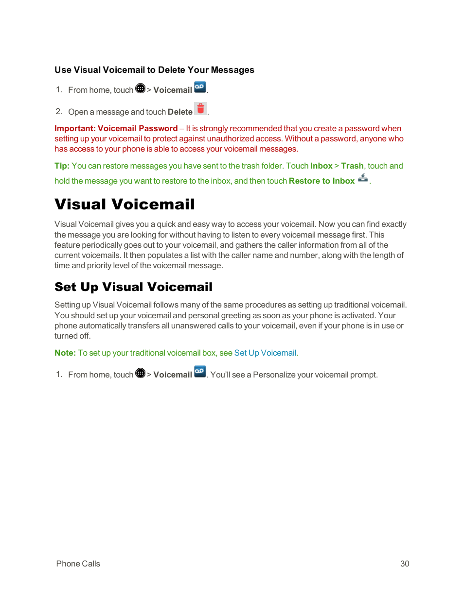 Visual voicemail, Set up visual voicemail | Sharp AQUOS Crystal User Manual | Page 40 / 171