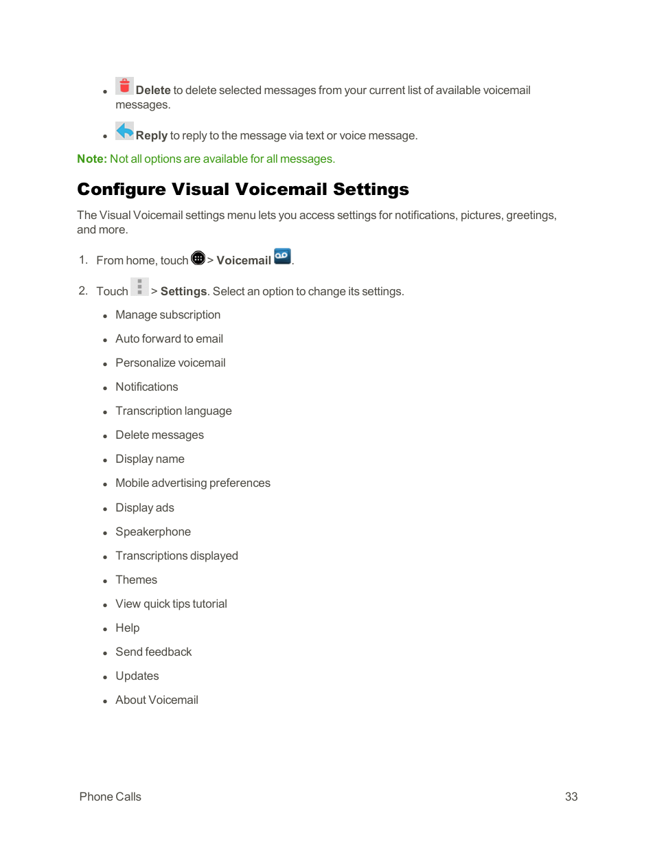 Configure visual voicemail settings | Sharp AQUOS Crystal User Manual | Page 43 / 171