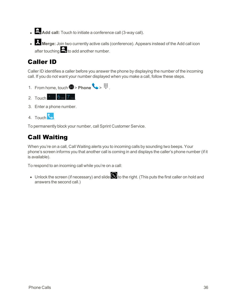 Caller id, Call waiting | Sharp AQUOS Crystal User Manual | Page 46 / 171