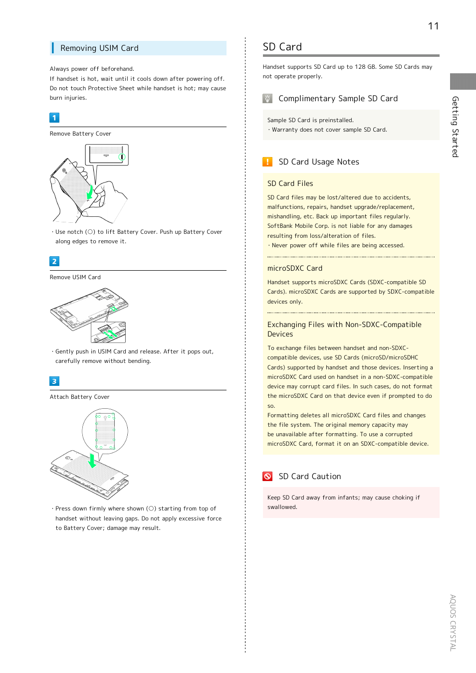 Sd card | Sharp AQUOS Crystal User Manual | Page 13 / 240