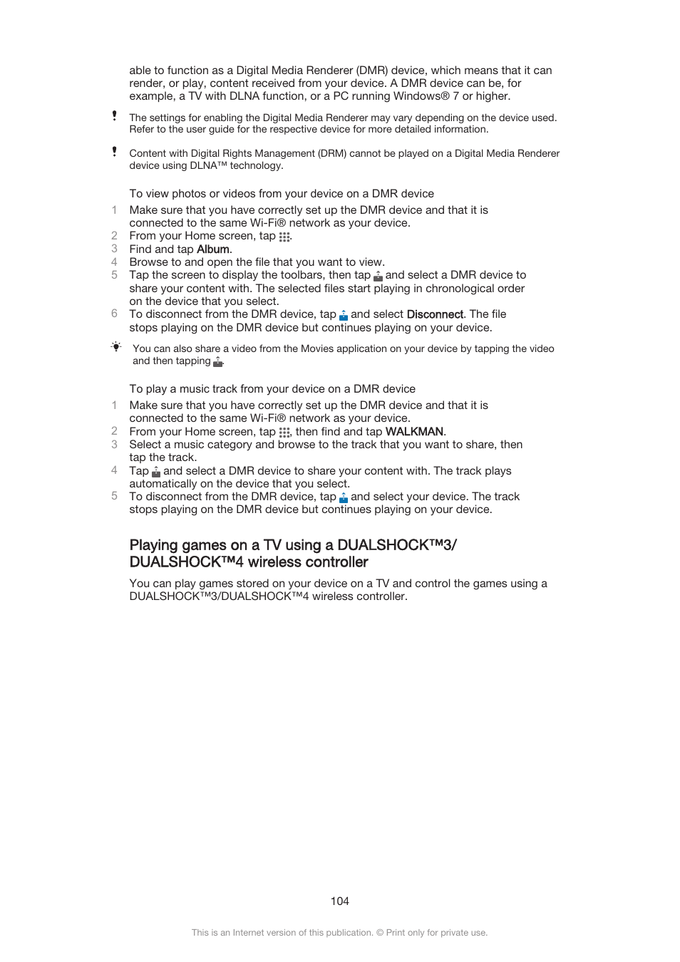 Sony Xperia Z3 Compact User Manual | Page 104 / 133